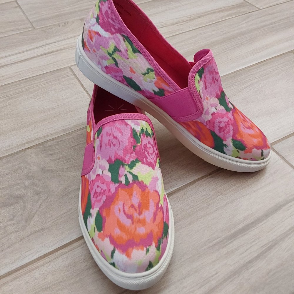 Isaac Mizrahi Pink Floral Slip-On Flats